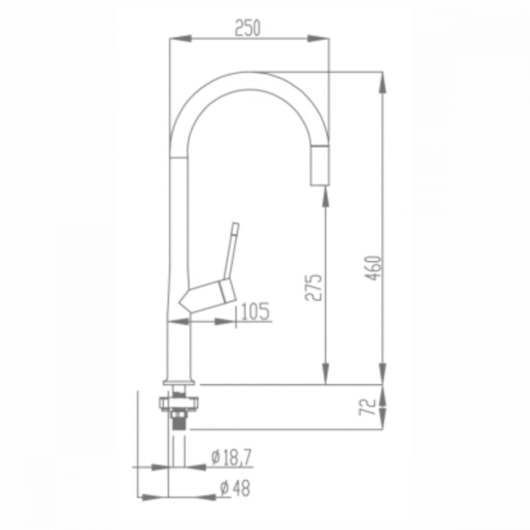 Misturador Monocomando para Cozinha de Mesa Bica Alta 400 White Debacco - Imagem principal - bf566951-79ee-4877-a3ba-93ed70cb045d