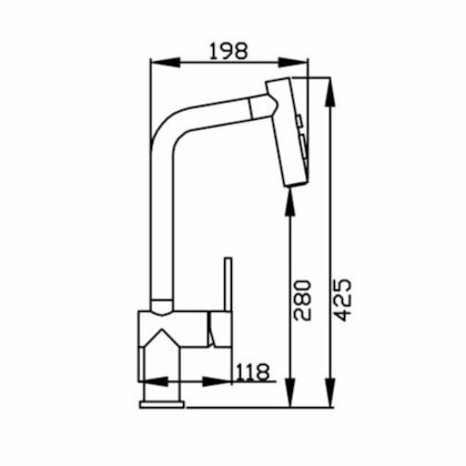 Misturador Monocomando Para Cozinha De Mesa Bica Alta 500 Black Matte Debacco