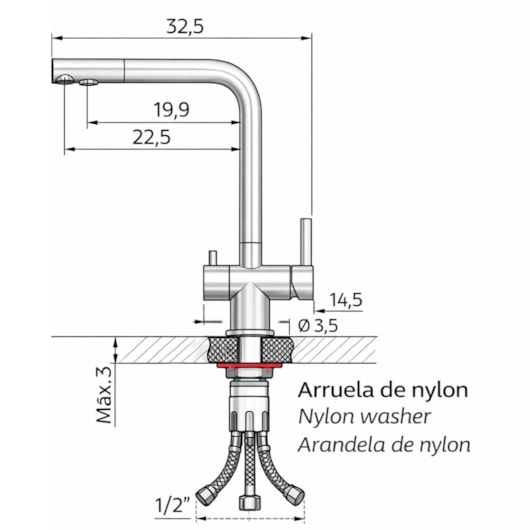 Misturador Monocomando Para Cozinha De Mesa Bica Alta Em Aço Inox Monde Filter Ultra Tramontina - Imagem principal - ac2321d2-f141-469f-b828-6ad7f6d09036