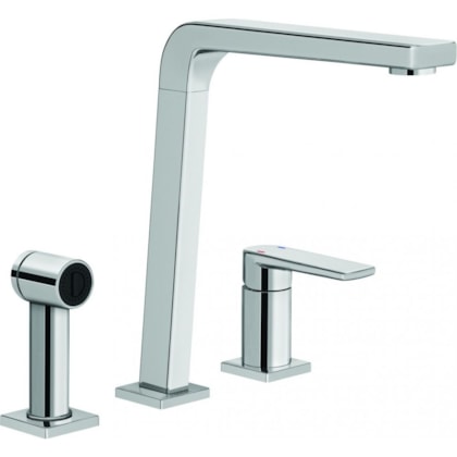 Misturador Monocomando Para Cozinha De Mesa Bistrô Com Ducha Cromada Docol