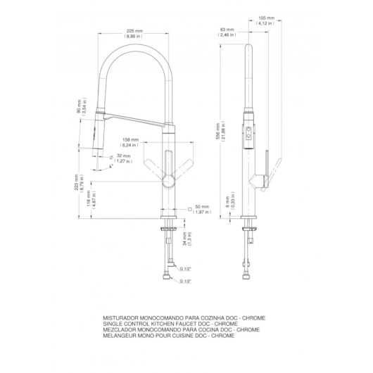 Misturador Monocomando Para Cozinha De Mesa Doc Chrome/vermelho Docol - Imagem principal - 212282bb-bcb7-48c5-9e07-bf37528830d4