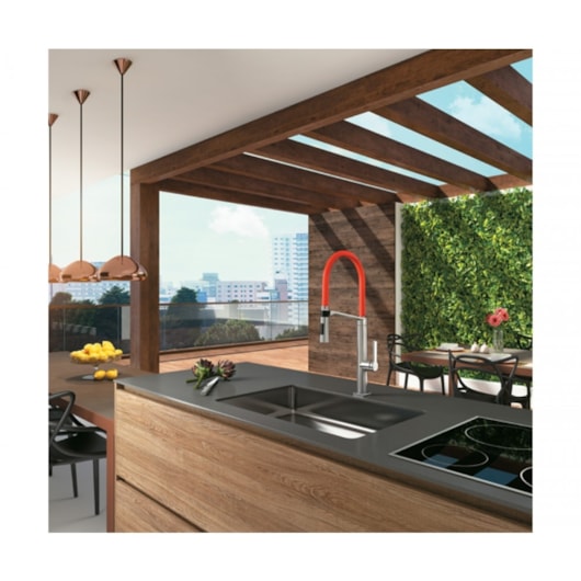 Misturador Monocomando Para Cozinha De Mesa Doc Chrome/vermelho Docol - Imagem principal - 1ae9f535-16c4-4d37-b718-c41f77c4b7ef