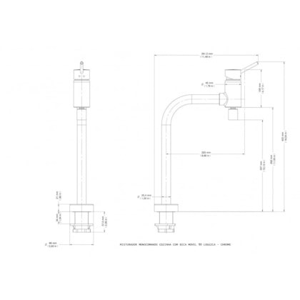Misturador Monocomando Para Cozinha De Mesa Loggica Bica Móvel 90° Cromado Docol