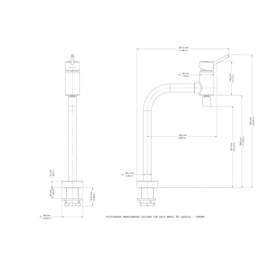 Misturador Monocomando Para Cozinha De Mesa Loggica Bica Móvel 90° Cromado Docol - Imagem principal - 9bb72f71-0950-4c86-9354-3812134793c8