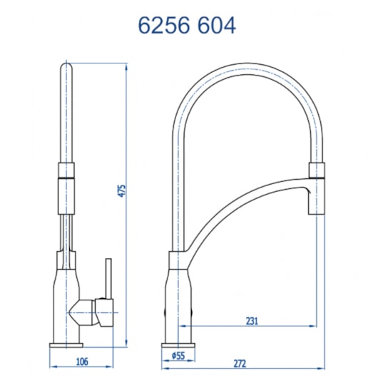 Misturador Monocomando Para Cozinha De Mesa Mendoza 6256 BK604 Preto Fosco Fani - Imagem principal - bba53308-f72c-464b-bdbe-565ed669101c