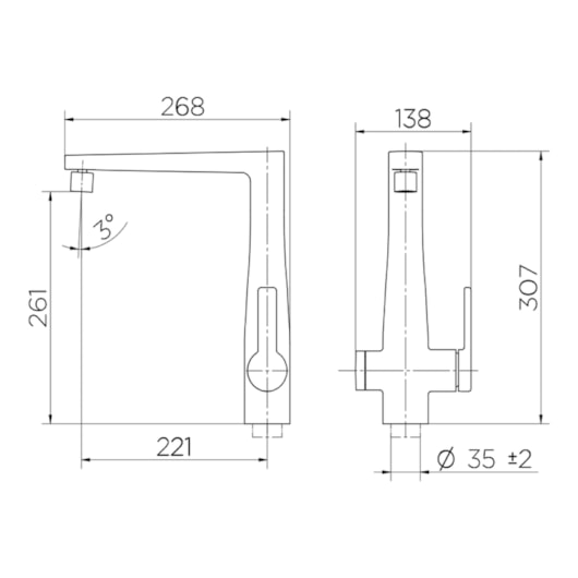 Misturador Monocomando Para Cozinha De Mesa Ozônio Cromada Docol - Imagem principal - 95dfb4ea-f7b6-4446-9522-281b290238cb