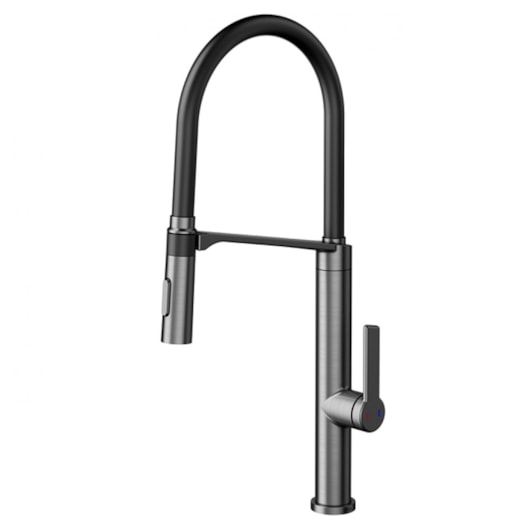 Misturador Monocomando Para Cozinha Doc Grafite Escovado C/ Mangueira Preta Docol - Imagem principal - efecd2c0-c253-4c4b-8143-321fac19af95