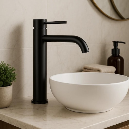 Misturador Monocomando Para Lavatório Bica Alta Black Matte Drop - Imagem principal - 6c723bc3-1cec-4654-ab72-18be988dc01b
