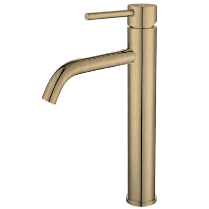 Misturador Monocomando Para Lavatório Bica Alta Dourado Escovado Drop