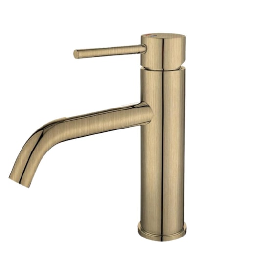 Misturador Monocomando Para Lavatório Bica Baixa Dourado Escovado Drop - Imagem principal - dd6da633-4c66-49fb-b846-ad317edfd7a0