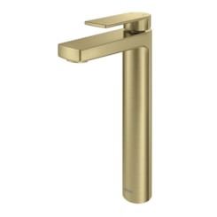 Misturador Monocomando Para Lavatório De Mesa Argon Bica Alta Ouro Escovado Docol