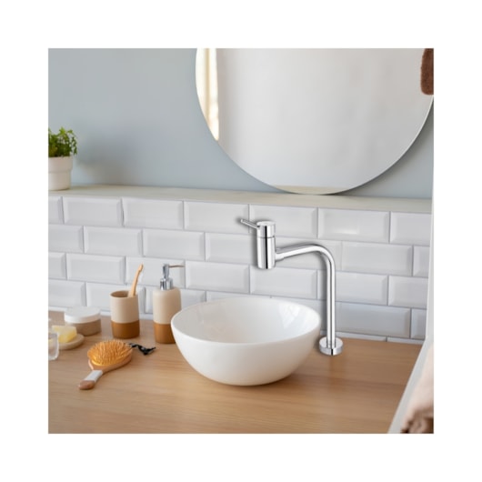 Misturador Monocomando Para Lavatório De Mesa Loggica Bica Alta 90° Cromado Docol - Imagem principal - 7d2e4cb6-c928-4b40-8872-0b21249bb193