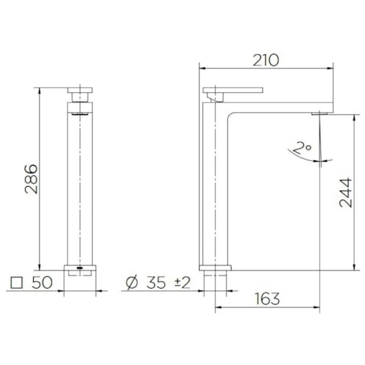 Misturador Monocomando Para Lavatório De Mesa New Edge Bica Baixa Cromado Docol - Imagem principal - ef3df763-ad9b-4955-a1be-891f2c085216