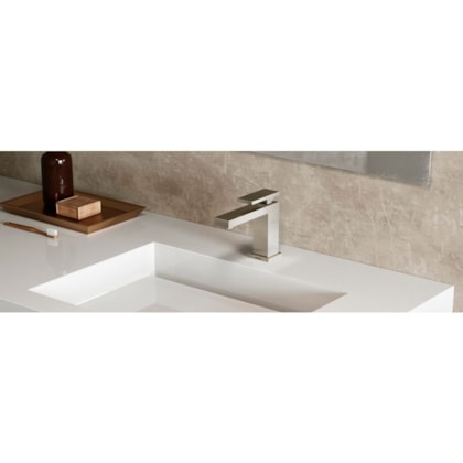 Misturador Monocomando Para Lavatório De Mesa New Edge Bica Baixa Níquel Escovado Docol