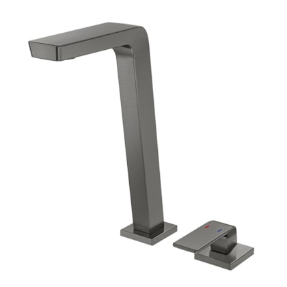 Misturador Monocomando Para Lavatório De Mesa Vougan Bica Alta Grafite Escovado Docol