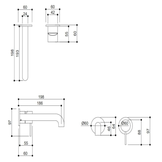 Misturador Monocomando Para Lavatório de Parede Kr469 Bronze Hera Kromma - Imagem principal - 50454b82-730c-433d-a5a1-3579e27df8b6