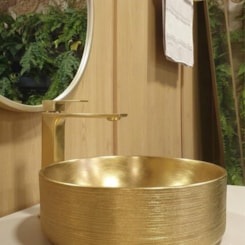 Misturador  Monocomando Para Lavatório Slim Bica Alta Ouro Escovado Lexxa