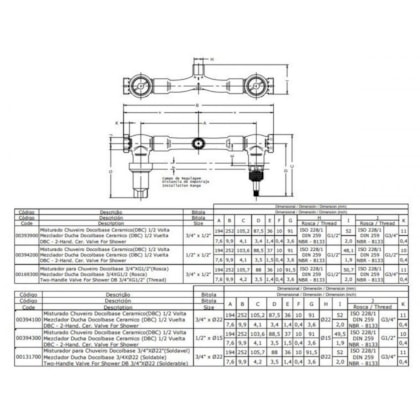 Misturador Para Banheira Ou Chuveiro Base Latão Docol