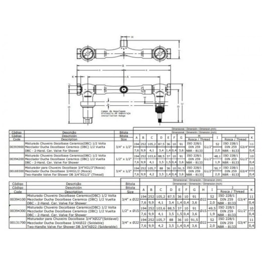 Misturador Para Banheira Ou Chuveiro Base Latão Docol - Imagem principal - 6a3d6b46-1b38-4b79-914a-b644091450e9