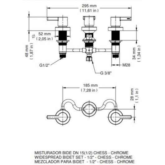 Misturador Para Bidê Chess Cromada Docol - Imagem principal - 2f0fb776-b1a3-42f7-9446-e15a508f779c