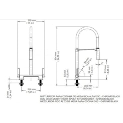 Misturador Para Cozinha De Mesa Bica Alta Doc Chrome/black Docol