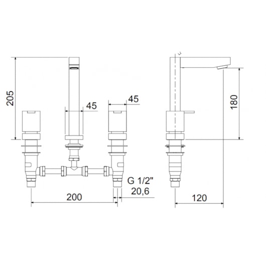 Misturador Para Lavatório Bancada Cromado 1880 C215 Quadra Meber - Imagem principal - 319b79cb-3898-4182-9093-5c6080d84509