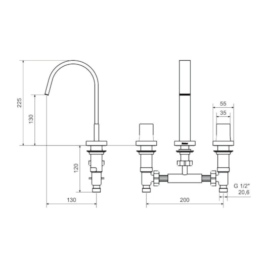 Misturador Para Lavatório de Mesa Bica Alta Axiom Slim 1878 52 Dourado Matte Meber - Imagem principal - b3750e33-9d07-41f1-b11b-db8b40aeb361