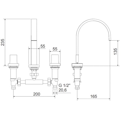 Misturador Para Lavatório de Mesa Bica Alta Axiom Slim 1878 C52 Cromado Meber