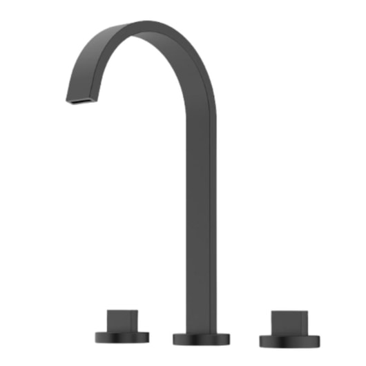Misturador Para Lavatório De Mesa Bica Alta Com Válvula Flow Preto Matte Celite - Imagem principal - 5fa446d6-38e0-411c-b75e-05ba57b7a3b5