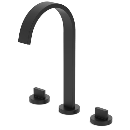 Misturador Para Lavatório De Mesa Bica Alta Com Válvula Flow Preto Matte Celite - Imagem principal - 046992bb-9610-4c57-9bb4-1450985a40f9