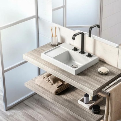 Misturador Para Lavatório De Mesa Bica Alta Com Válvula Virtus Matte Black Roca