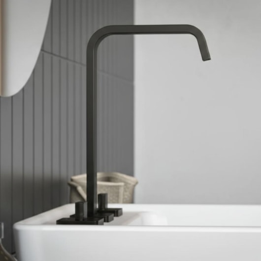 Misturador Para Lavatório De Mesa Bica Alta Com Válvula Virtus Matte Black Roca - Imagem principal - 11b8a918-9053-46bc-a8c2-f5f1fdb27caf
