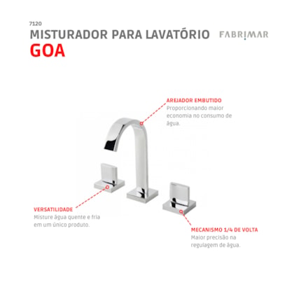 Misturador  Para Lavatório De Mesa Bica Alta Goa Cromado Fabrimar