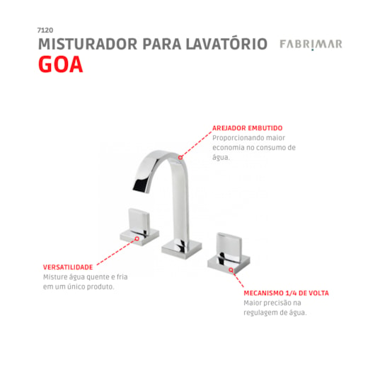 Misturador  Para Lavatório De Mesa Bica Alta Goa Cromado Fabrimar - Imagem principal - bb0db2d4-c09c-4774-80c3-fb403fd04061