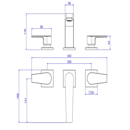 Misturador Para Lavatório De Mesa Bica Baixa Dn15 Level Black Mate Deca - Imagem principal - 4ad5705a-2db4-49fa-8d2a-0527a158e968
