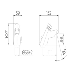 Misturador Para Lavatório De Mesa Bica Baixa Pressmatic 110 Cromada Docol