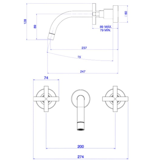 Misturador Para Lavatório De Parede Bica Baixa Duna Clássica 1878 Black Matte Deca - Imagem principal - 8a560d54-3543-4a03-bf3e-5000993a4ea9