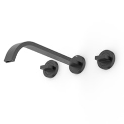 Misturador Para Lavatório De Parede Com Válvula Flow Preto Matte Celite