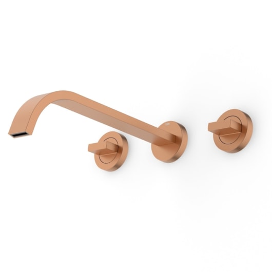 Misturador Para Lavatório De Parede Com Válvula Flow Rose Gold Matte Celite - Imagem principal - 77609f37-697f-48e1-b3f8-05fb12db02fd
