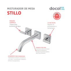 Misturador Para Lavatório De Parede Stillo Cromado Docol