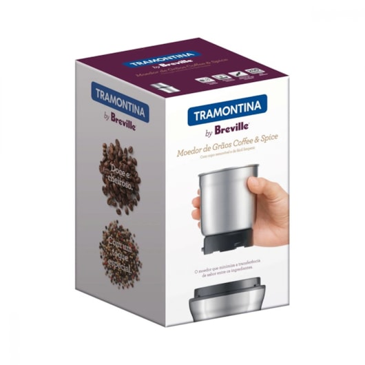 Moedor De Grãos Breville Coffee & Spice 127V Aço Inox Tramontina - Imagem principal - 52a88513-7194-41e5-a24f-6eee53965f3a