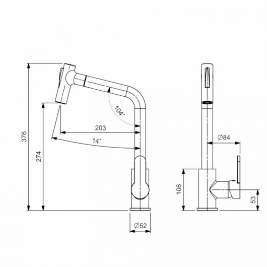 Monocomando De Mesa Para Cozinha De Bica Extraível Com 2 Funções Kitchen Preto Matte Celite - Imagem principal - 93ffe629-7ce1-4751-b221-c63e94ad9f25