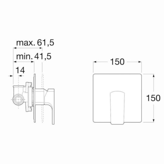 Monocomando Para Chuveiro De Parede Para Embutir Escuadra Cromado Roca - Imagem principal - 2a5c58df-ce16-46c0-869c-6e8c41f1cce5