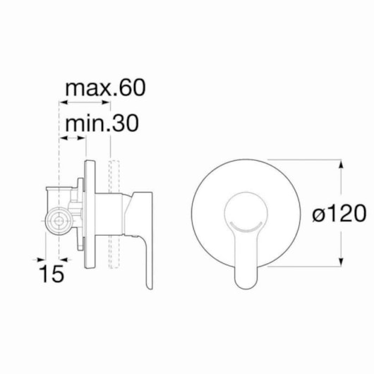 Monocomando Para Chuveiro De Parede Para Embutir L20 Cromado Roca - Imagem principal - 6fb321a6-9de8-40f9-99ed-44e72f8605e3