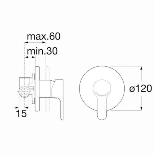 Monocomando Para Chuveiro De Parede Para Embutir L20 Cromado Roca - Imagem principal - 0dca302c-0989-477a-a2f3-e6f6b26eedd0