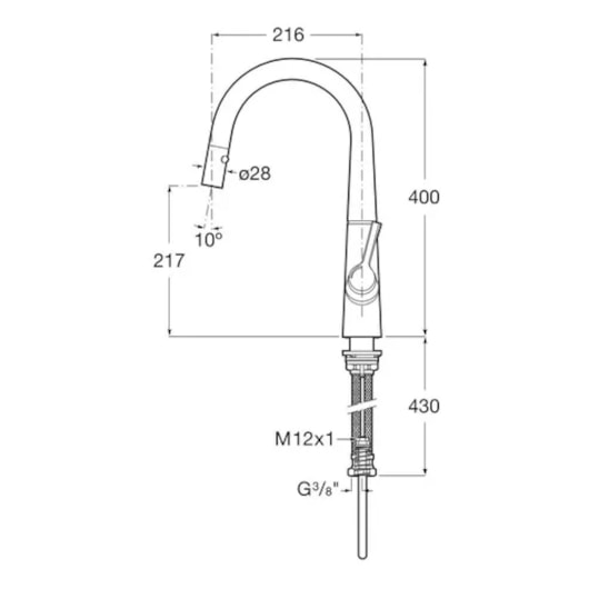 Monocomando Para Cozinha De Mesa Bica Extraível U Flexível Com Duas Funções Syra Cromado Roca - Imagem principal - f5707efa-0661-4f13-938a-b52430b499e3