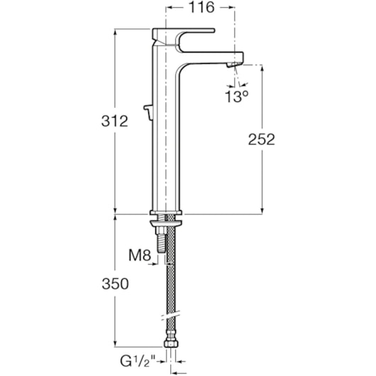 Monocomando Para Lavatório De Mesa Bica Alta Escuadra Cromado Roca - Imagem principal - 3e161b36-58c8-479f-a5b6-b2178df82391