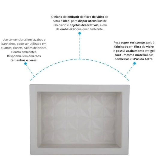 Nicho De Embutir De Plástico Fibra Vidro 3D Bege Astra 30x45x10cm - Imagem principal - 0e2096d0-8f20-40df-9b6b-47597bcecba0