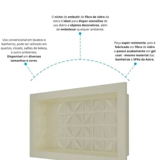 Nicho De Embutir De Plástico Fibra Vidro 3D Bege Astra 30x60x10cm - Imagem principal - 896a03d5-838e-497e-85b2-9668418b02dd