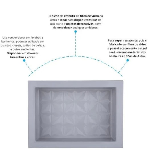 Nicho De Embutir De Plástico Fibra Vidro 3D Cinza Astra 30x45x10cm - Imagem principal - a605c6ac-dc0f-4a8b-a856-5b00bbbe16fc